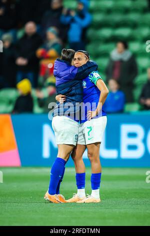 Melbourne, Victoria, Australien. 2. Aug. 2023. MELBOURNE, AUSTRALIEN - AUGUST 02: Jamaika spielt Brasilien bei der FIFA Women's World Cup Australia & Neuseeland 2023 im Melbourne Rectangular Stadium am 02. August 2023 (Kreditbild: © Chris Putnam/ZUMA Press Wire) NUR REDAKTIONELLE VERWENDUNG! Nicht für den kommerziellen GEBRAUCH! Stockfoto