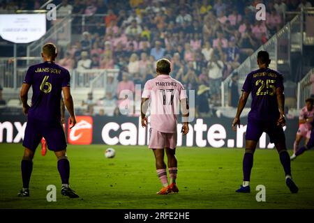 Fort Lauderdale, Florida, USA. 2. August 2023. 17-Josef Martínez von Inter Miami. Fort Lauderdale, Florida, USA. 2. August 2023. Kredit: Yaroslav Sabitov/YES Market Media/Alamy Live News Stockfoto