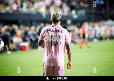 Fort Lauderdale, Florida, USA. 2. August 2023. 17-Josef Martínez von Inter Miami. Fort Lauderdale, Florida, USA. 2. August 2023. Kredit: Yaroslav Sabitov/YES Market Media/Alamy Live News Stockfoto