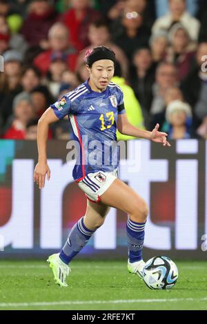 Hamilton, Neuseeland. 22. Juli 2023. Jun ENDO (JPN), 22. Juli 2023 - Fußball/Fußball : #13 Jun ENDO of Japan läuft mit dem Ball während des FIFA Womens World Cup Australia & Neuseeland 2023 Group C-Spiels zwischen Japan und Sambia im Waikato Stadium in Hamilton, Neuseeland. Kredit: AFLO/Alamy Live News Stockfoto