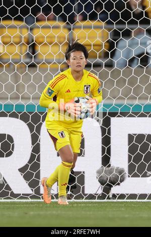 Wellington, Neuseeland. 31. Juli 2023. Ayaka YAMASHITA (JPN), 31. Juli 2023 - Fußball/Fußball : #1 Ayaka YAMASHITA of Japan rettet während des FIFA Womens World Cup Australien & Neuseeland 2023 Group C-Spiels zwischen Japan und Spanien im Wellington Regional Stadium in Wellington, Neuseeland. Kredit: AFLO/Alamy Live News Stockfoto