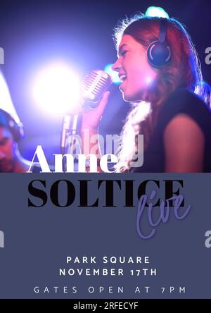 Anne soltice live, Park Square, 17. november, Tore offen um 7pm Uhr, weiße Frau singt auf der Bühne Stockfoto