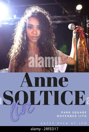 Anne soltice live, Park Square, 17. november, Tore offen um 7pm Uhr, birassistische Frau auf der Bühne Stockfoto