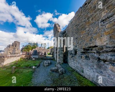 Der historische Abbey Graveyard in Donegal, der 1474 von Hugh O Donnell in der Grafschaft Donegal in Irland erbaut wurde. Stockfoto