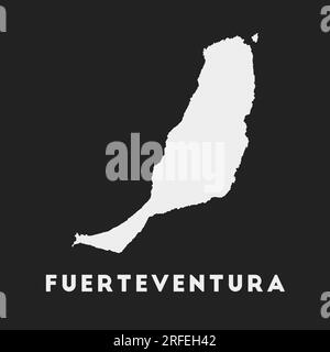 Symbol für Fuerteventura. Inselkarte auf dunklem Hintergrund. Stilvolle Karte von Fuerteventura mit Inselname. Vektordarstellung. Stock Vektor