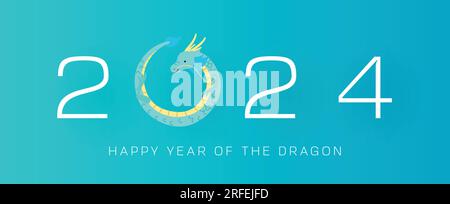 Frohes chinesisches neues Jahr des Drachen-2024-Kartendesign. Stock Vektor