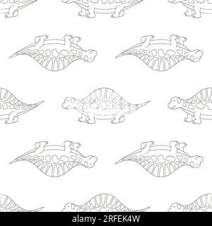 Farbliche Gestaltung von Kinderdinosauriern mit nahtlosem Muster. Dinosaurier der Jurassic-Zeit. Druck für Textildesign, Textil, Stoff, Tapete, Geschenkpapier Stock Vektor