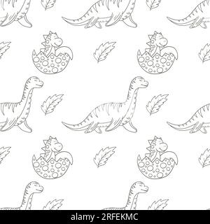Süßes, lustiges Dinosauriermuster. Print für Jungen. Dinosaurier-Malhintergrund. Drucken Stock Vektor