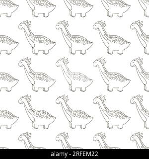 Süßes, lustiges Dinosauriermuster. Färben des Dinosauriervektorhintergrunds. Druck für Stoffdesign, Textil, Stoff, Tapete Stock Vektor