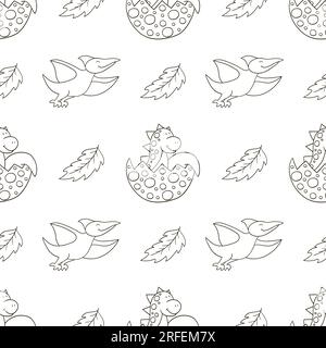 Süße lustige Kinder Dinosaurier nahtloses Muster. Dinosaurier in einem Ei. Dinosaurier färben Hintergrund. Druck für Stoffdesign, Textil Stock Vektor