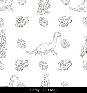 Süßes, lustiges Dinosauriermuster. Print für Jungen. Dinosaurier-Malhintergrund. Drucken für Textildesign Stock Vektor