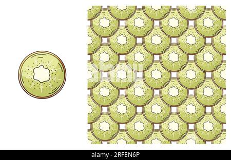 Nahtloses Muster für Küche oder Geschäft. Mit Handzeichen. Kiwi Stock Vektor