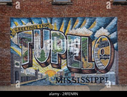 Grüße von Tupelo, Tupelo, auf dem Natchez Trace Parkway, Mississippi. Stockfoto