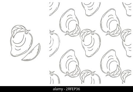 Farbmuster für Küche, Restaurant oder Geschäft. Mit Handzeichen. Mango. Kann als Stoff verwendet werden Stock Vektor