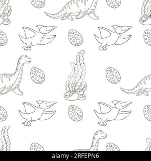 Süßes, lustiges Dinosauriermuster. Print für Jungen. Dinosaurier-Malhintergrund. Druck für Stoffdesign, Textil Stock Vektor