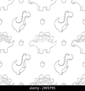 Handgezeichnete niedliche Dinosaurier, nahtloses Muster. Dinosaurier der Jurassic-Zeit. Farbdruck für Design Stock Vektor