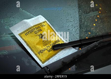 Hysbysiad Tal Cosb, Strafzettel ausgestellt für Van, falsch geparkt in Quay St, Cardiff , Wales, UK, CF10 1EA Stockfoto