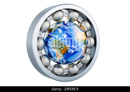 Peilung mit dem Erdball im Inneren, 3D-Rendering auf weißem Hintergrund isoliert Stockfoto