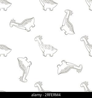Süßes, lustiges Dinosauriermuster. Färben des Dinosauriervektorhintergrunds. Druck für Stoffdesign, Textil, Stoff Stock Vektor