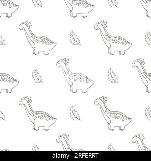 Süßes, lustiges, grünes Dinosauriermuster. Färben des Dinosauriervektorhintergrunds. Druck für Stoffdesign, Textil, Stoff, Tapete, Verpackung Stock Vektor