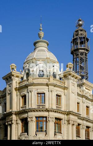 Spanien, Valencia, plaza del Ayuntamiento, Palacio de las Comunicaciones (ehemaliger Edificio de Correos oder Postgebäude) Stockfoto