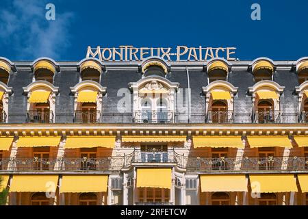 Schweiz, Kanton Vaud, Montreux, Fassade des Fairmont Montreux Palace Stockfoto