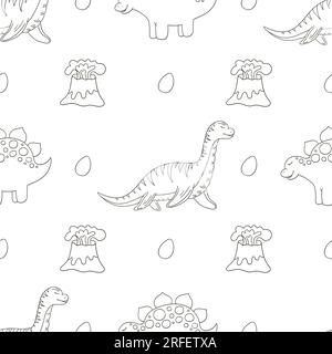 Süßes, lustiges Dinosauriermuster. Print für Jungen. Dinosaurier-Malhintergrund. Für Design drucken Stock Vektor