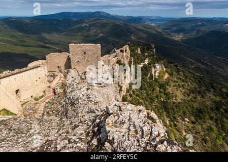 Frankreich, Aude, Duilhac sous Peyrepertuse, Schloss von Peyrepertuse Stockfoto