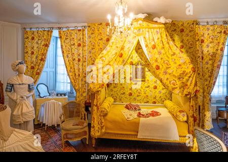 Frankreich, Loiret, Loire-Tal, das von der UNESCO zum Weltkulturerbe erklärt wurde, Meung sur Loire, das Schloss, das als historisches Monument gilt, Madame Pilles' Schlafzimmer Stockfoto