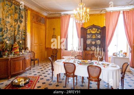 Frankreich, Loiret, Loire-Tal, das von der UNESCO zum Weltkulturerbe erklärt wurde, Meung sur Loire, das Schloss, das als historisches Denkmal gilt, der Speisesaal des Bischofs Stockfoto