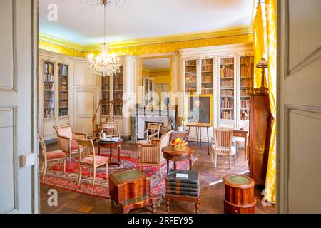 Frankreich, Loiret, Loiretal, UNESCO-Weltkulturerbe, Meung sur Loire, die Burg als historisches Denkmal, die Bibliothek Stockfoto