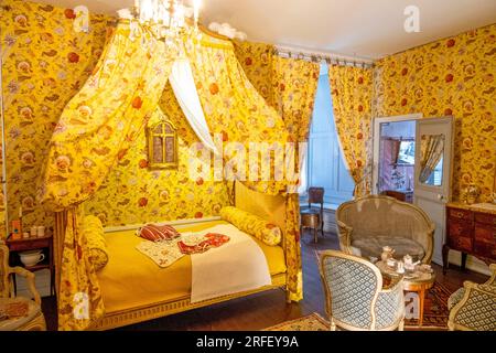 Frankreich, Loiret, Loire-Tal, das von der UNESCO zum Weltkulturerbe erklärt wurde, Meung sur Loire, das Schloss, das als historisches Monument gilt, Madame Pilles' Schlafzimmer Stockfoto