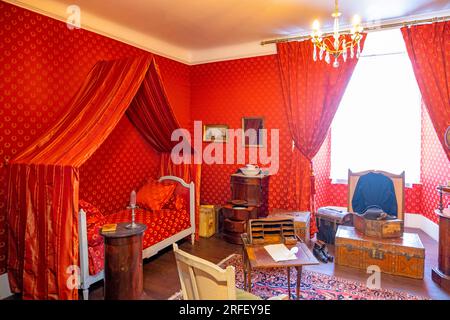 Frankreich, Loiret, Loiretal, das von der UNESCO zum Weltkulturerbe erklärt wurde, Meung sur Loire, das Schloss, das als historisches Denkmal gilt, Felix Lecoulteux Schlafzimmer Stockfoto