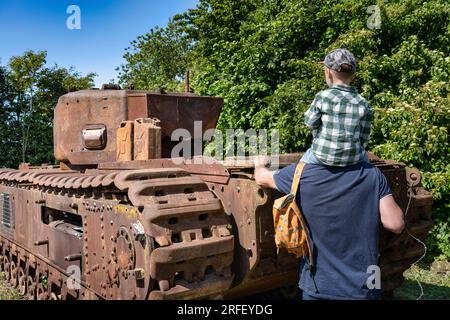 Frankreich, Basse Normandie, Calvados, Colleville Montgomery, Gedenkfeier zum 79. Jahrestag am 6. Juni 1944. Nachstellungslager Stockfoto