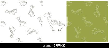 Ein lustiges Dinosauriermuster. Färben des Dinosauriervektorhintergrunds. Druck für Stoffdesign, Textil, Stoff Stock Vektor