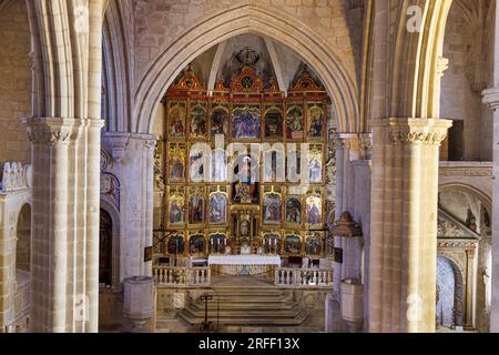 Spanien, Extremadura, Trujillo, Kirche Santamaria la Mayor, Chor und der gotische Retable (Fernando Gallego) Stockfoto