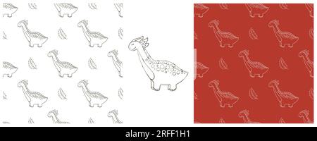 Ein lustiges Dinosauriermuster. Färben des Dinosauriervektorhintergrunds. Druck für Stoffdesign, Textil, Stoff, Tapete, Verpackung Stock Vektor