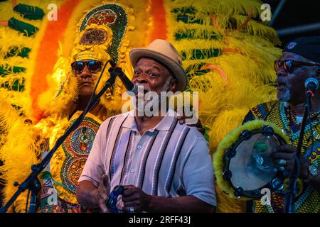 USA, Louisiana, New Orleans, Louis Armstrong Parc, donnerstags im Parc, Big Chief Klik, das Original Black Seminole Stockfoto
