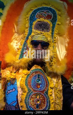 USA, Louisiana, New Orleans, Louis Armstrong Parc, donnerstags im Parc, Big Chief Klik, das Original Black Seminole Stockfoto