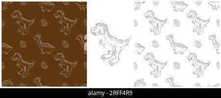 Stell lustige Kinder Dinosaurier-Muster. Färben des Dinosauriervektorhintergrunds. Tyrannosaurus. Drucken für Textildesign Stock Vektor