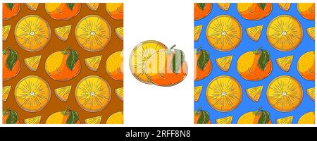 Nahtloses Muster für Küche oder Geschäft. Farbe im Handzeichenstil. Orangen Stock Vektor