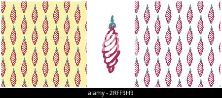 Nahtloses Weihnachtsmuster. Zeichensätze mit Wachsstiften. Weihnachtsbälle. Druck für Stoffdesign, Textil, Stoff, Tapete Stock Vektor