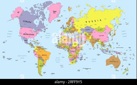Eine einfache politische Karte der Welt Stock Vektor