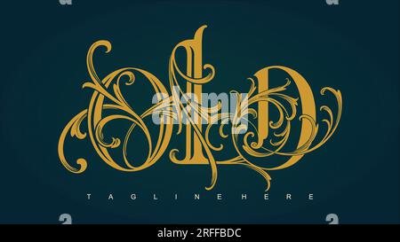 Goldener Luxus mit altem Schriftzug Monogramm Logo Vektorbilder für Ihre Arbeit Logo, Merchandise-T-Shirt, Aufkleber und Etikettendesigns, Poster, Stock Vektor