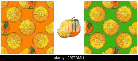 Nahtloses Muster für Küche, Restaurant oder Geschäft. Farbe im Handzeichenstil. Orangen. Kann für Stoff und usw. verwendet werden Stock Vektor