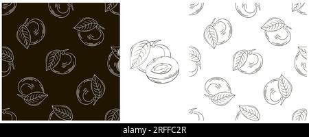 Nahtloses Muster mit tropischen Früchten. Monochrom-Set im Handzeichnen-Stil. Longan. Kann für Stoff und usw. verwendet werden Stock Vektor