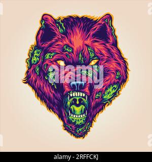 Horror entfesselt wütende Werwolf Zombie Monster Vektorbilder für dein Arbeitslogo, Merchandise-T-Shirt, Aufkleber und Etikettendesigns, Poster, Gre Stock Vektor