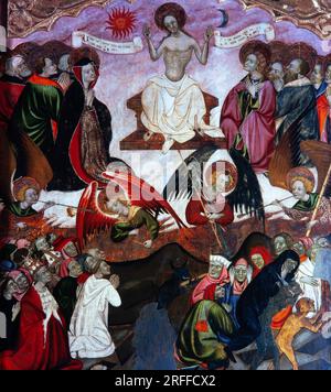 Ramon de Mur / El infierno, detalle del 'Retablo de Guimerá', 1412, siglo XV, proveniente de Guimera, Urgell. Museu d'Art, mittelalterliches MEV. Stockfoto