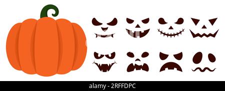 Halloween-Generator. Kürbisgesichter. Vektordarstellung In Flacher Form Stock Vektor