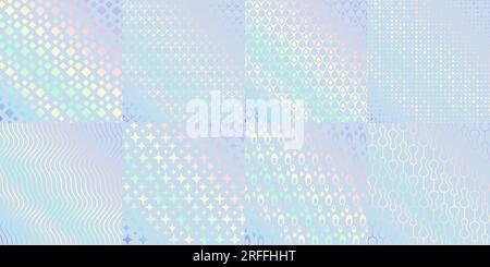 Regenbogen-Glitzerfolie, Hologramm-Texturmuster-Hintergründe, Vektor-Holograph-schillernder Gradient. Holographisches Muster mit Folientextur Hintergrund, ab Stock Vektor